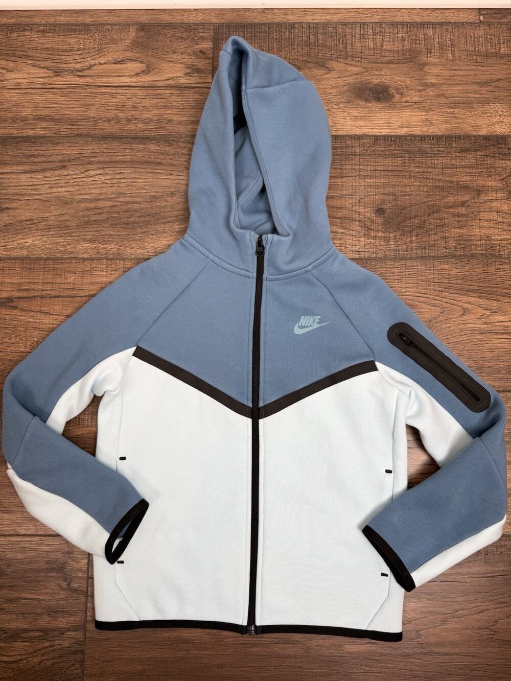 Nike Sportswear Tech Fleece Full-Zip Hoodie Light Blue Kids Sz M 10-12